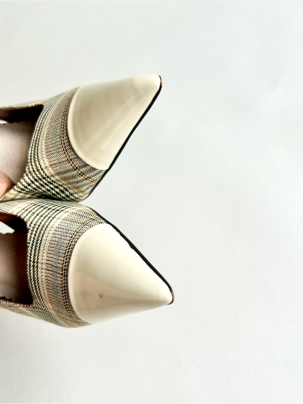 Sam Edelman Beige Brown Patent Leather Textile Point Toe Slingbacks size 6.5 - Picture 7 of 16